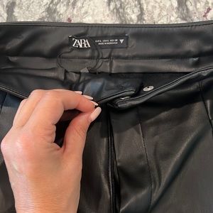 Zara Faux Leather Black Shorts Size Large